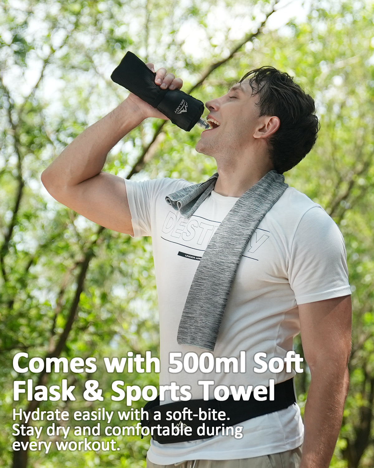 Zelvot | Collapsible 500ml Handheld Water Bottle – BPA-Free with Hand Strap for Running & Hiking