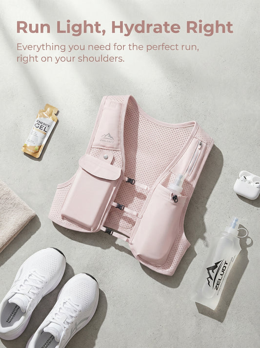 Zelvot | Lightweight Reflective Running Vest | Adjustable 500ml Hydration Pack | USA Patent