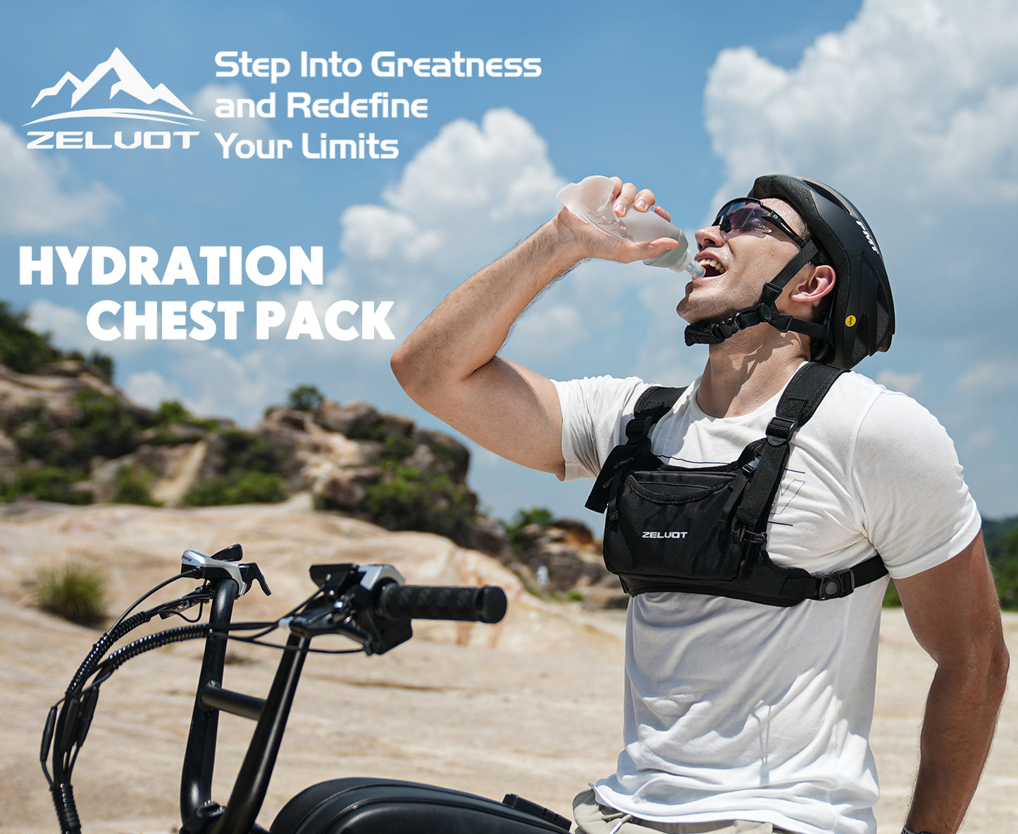 Zelvot | Lightweight 500ml Hydration Vest | Adjustable Chest Pack with 4 Pockets