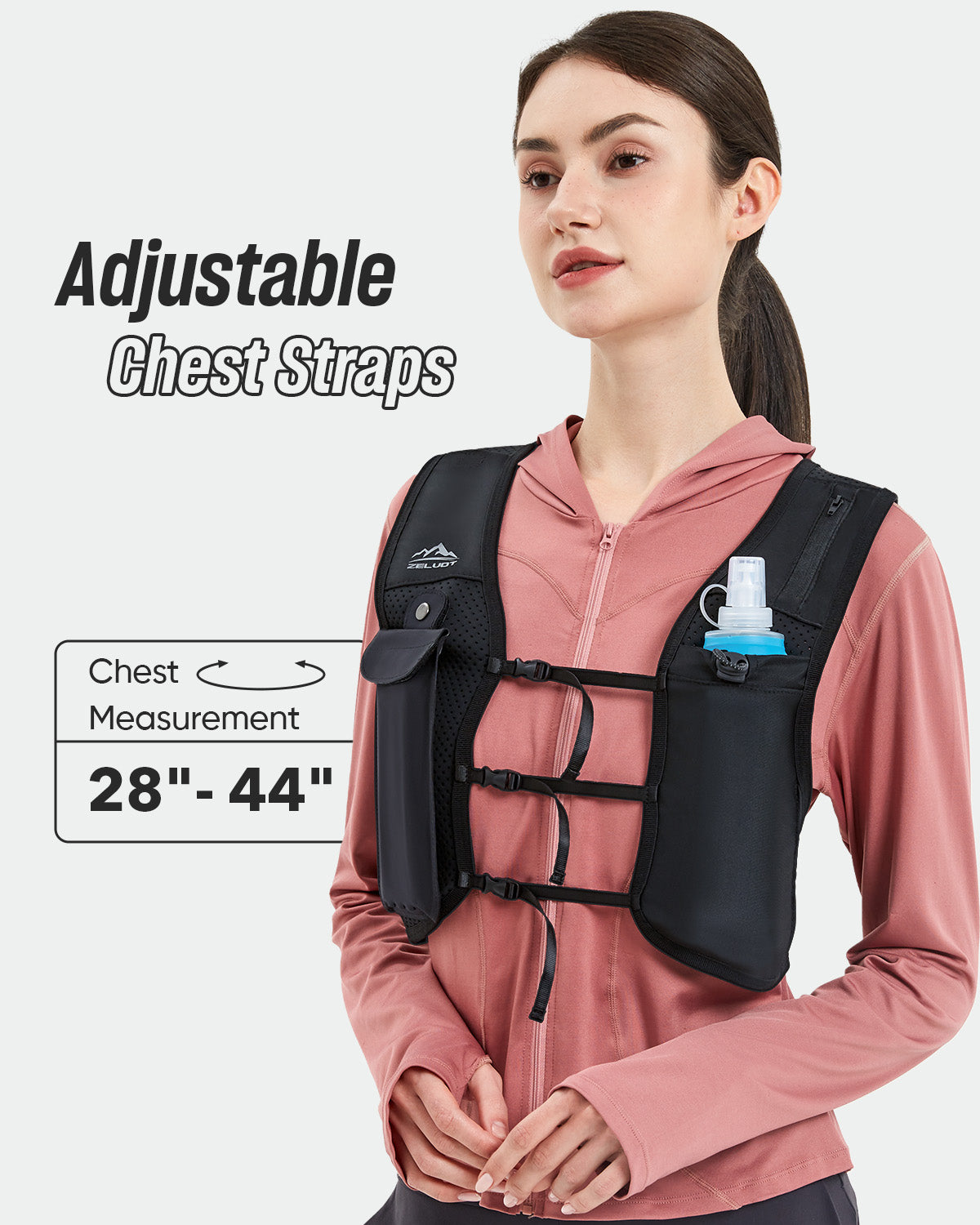 Zelvot | Lightweight Reflective Running Vest | Adjustable 500ml Hydration Pack | USA Patent
