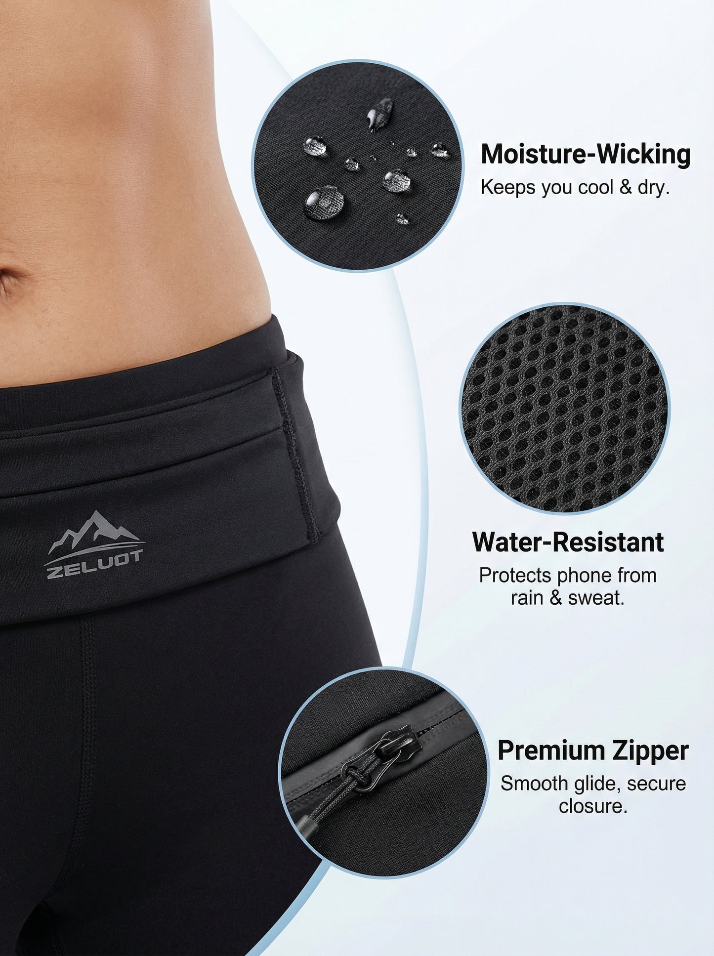 Zelvot | 3-in-1 Running Fanny Pack: 355ml Bottle, Phone Holder, Gym Towel – Waterproof Adjustable Belt