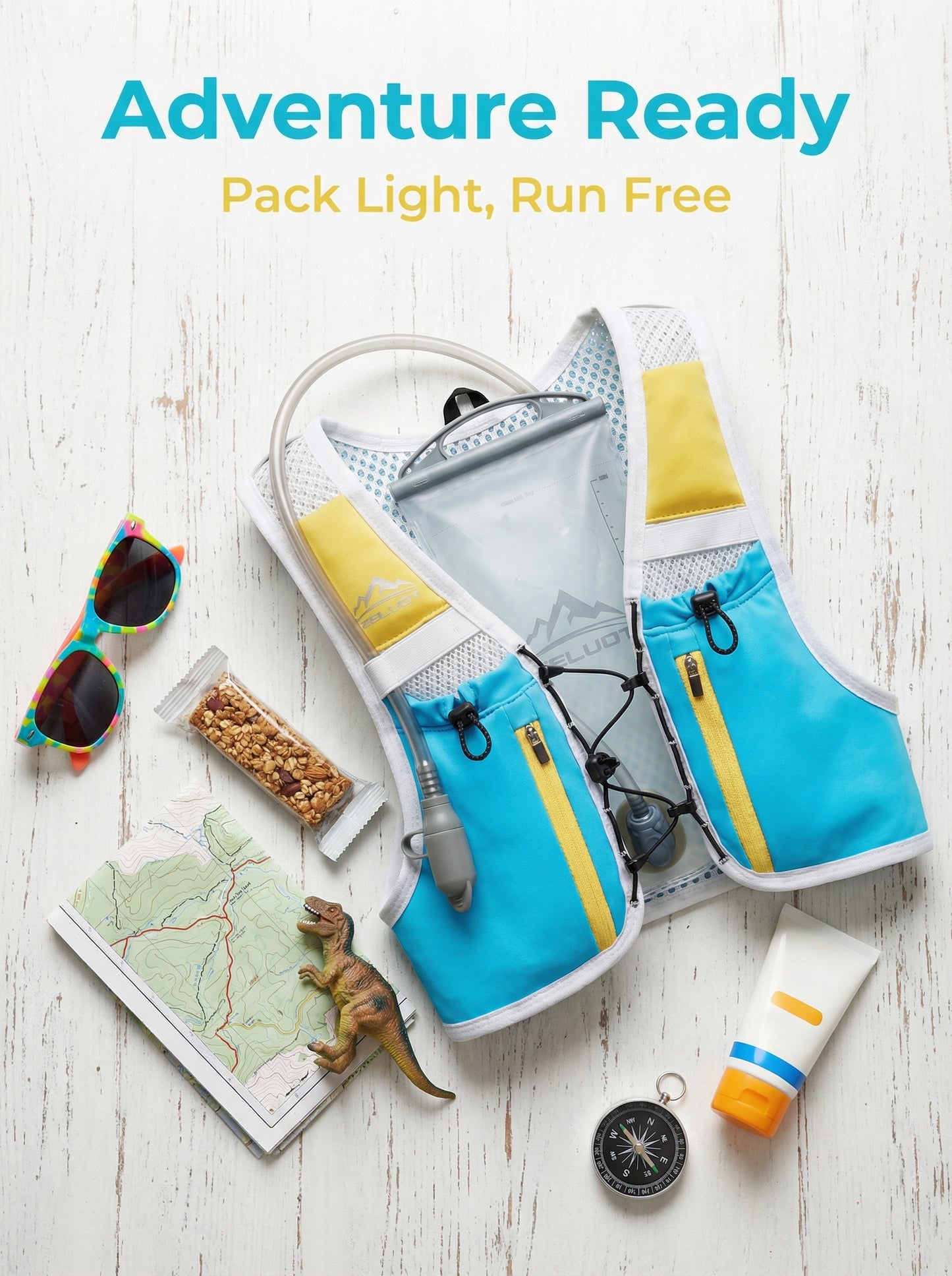 Zelvot | Adjustable Kids Running Vest – 8 Pockets, Lightweight, USA Patent, with Water Bladder