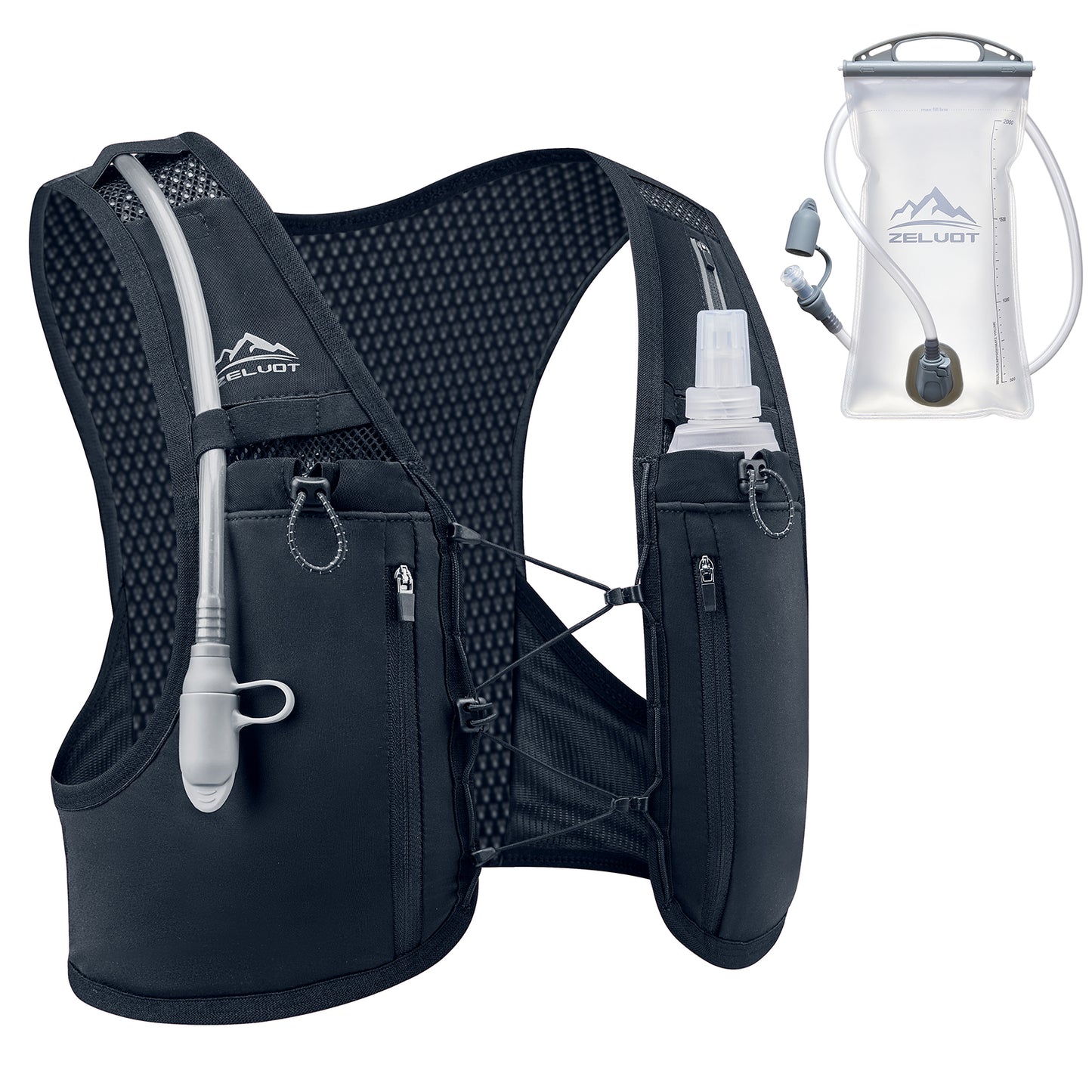 Zelvot | Lightweight Reflective Hydration Vest: 2L Bladder, Adjustable, USA Patent for Men & Women