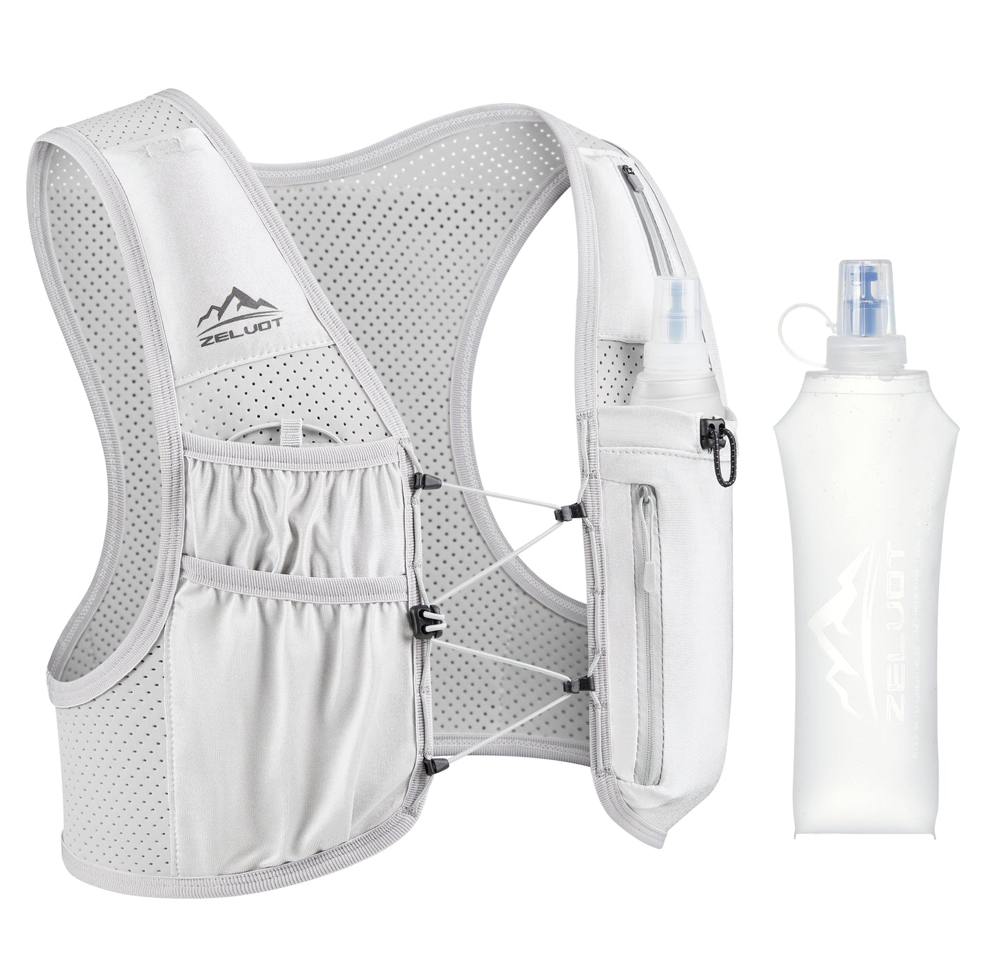 Zelvot | Adjustable Reflective Running Vest: 500ml Flask, USA Patent, Lightweight for Men & Women