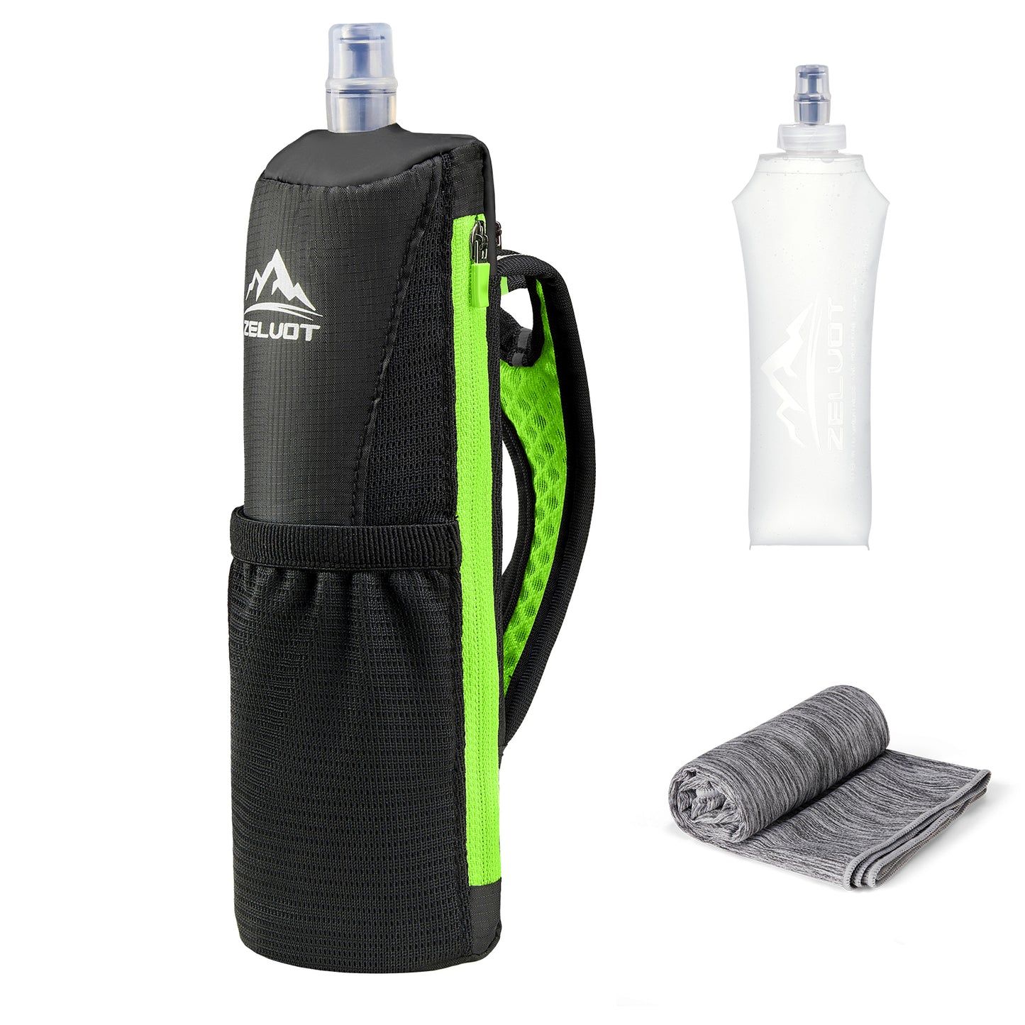 Zelvot | Collapsible 500ml Handheld Water Bottle – BPA-Free with Hand Strap for Running & Hiking