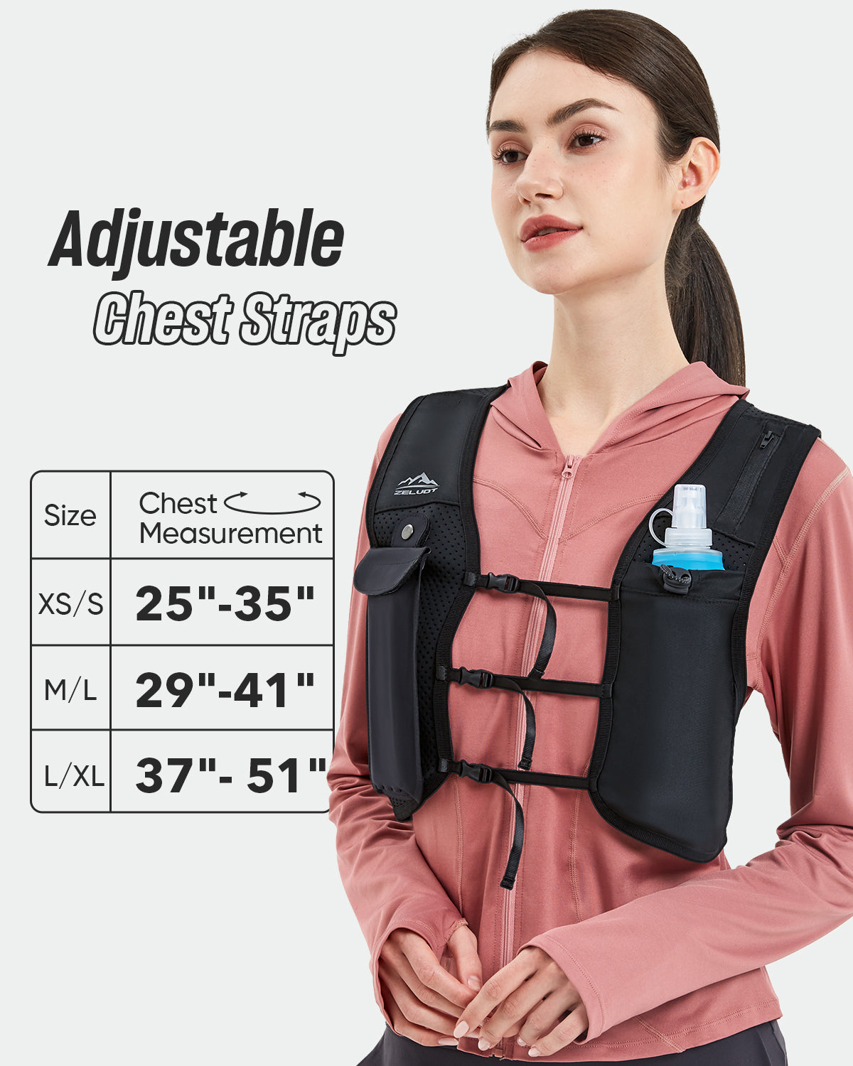 Zelvot | USA Patent Running Vest with 500ml Flask & Phone Pocket - Adjustable & Reflective