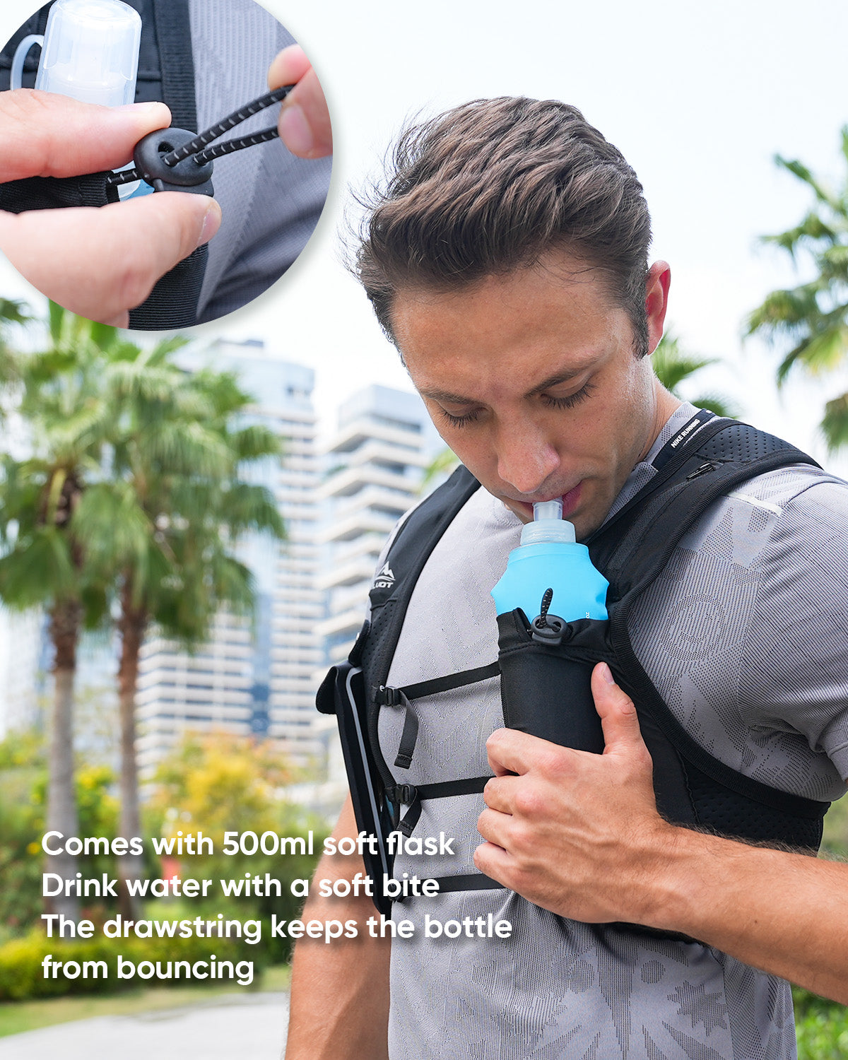 Zelvot | USA Patent Running Vest with 500ml Flask & Phone Pocket - Adjustable & Reflective