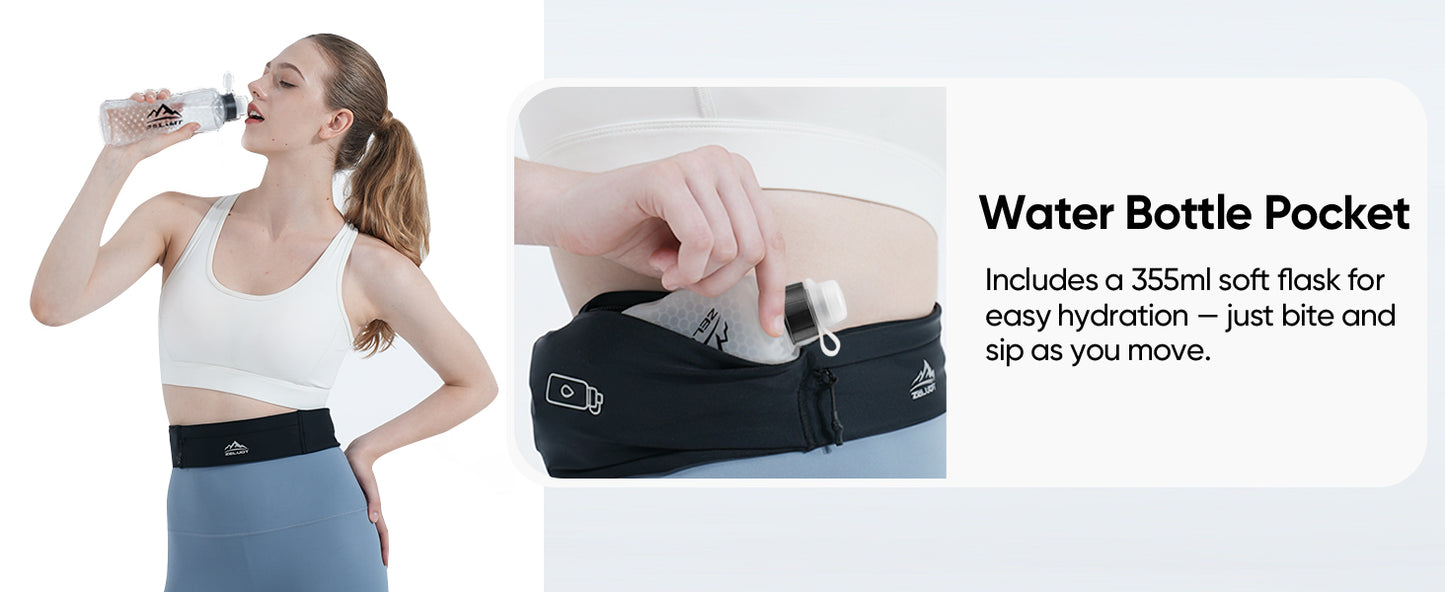 Zelvot | 3-in-1 Running Fanny Pack: 355ml Bottle, Phone Holder, Gym Towel – Waterproof Adjustable Belt