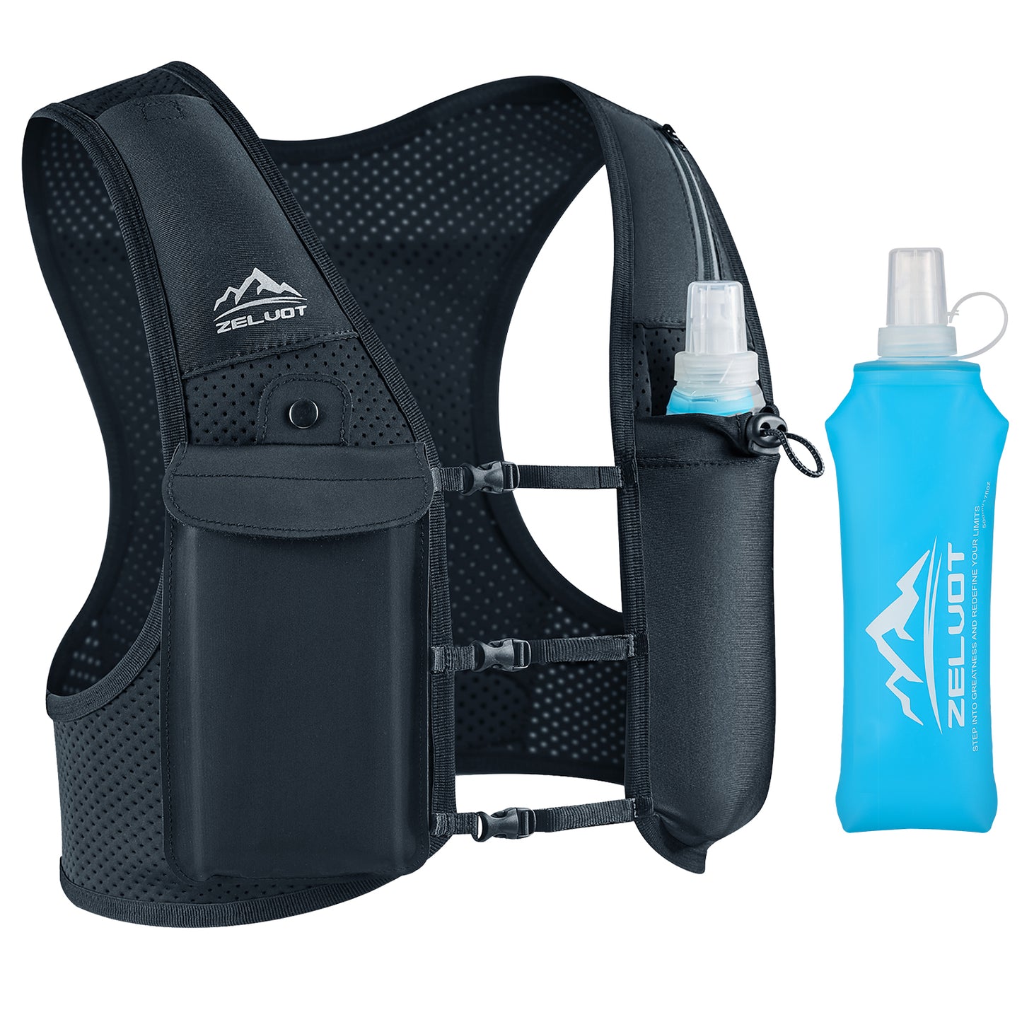 Zelvot | Lightweight Reflective Running Vest | Adjustable 500ml Hydration Pack | USA Patent