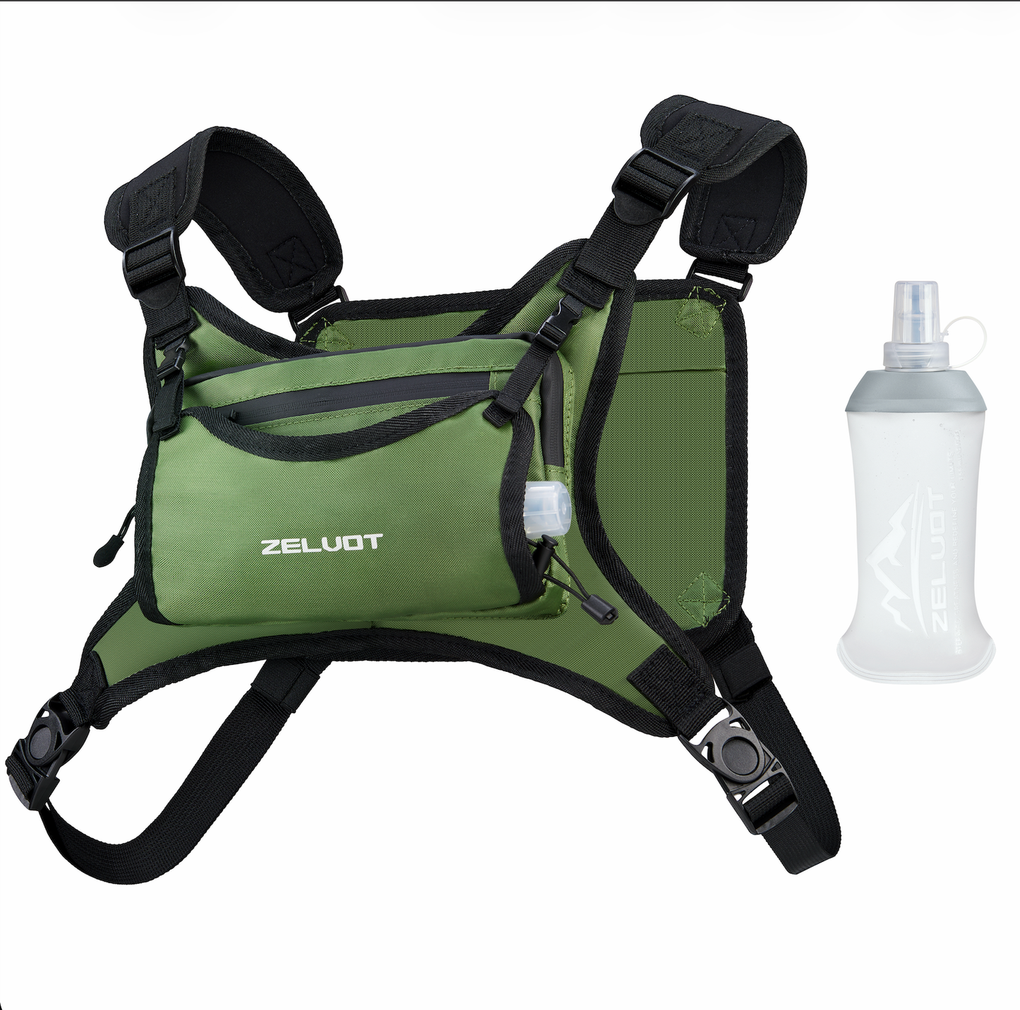 Zelvot | Lightweight 500ml Hydration Vest | Adjustable Chest Pack with 4 Pockets