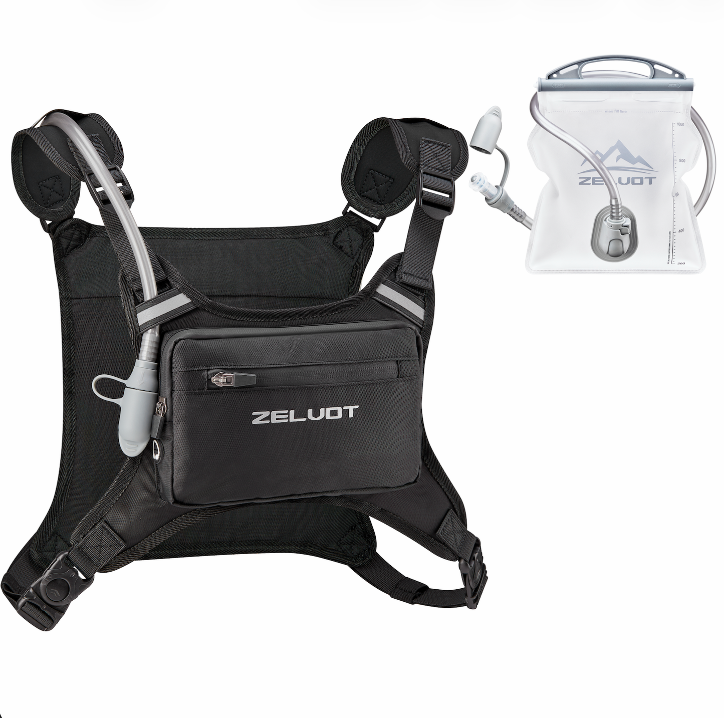 Zelvot | USA Patent Multi-Sport Vest: Lightweight, Reflective, 1L Hydration