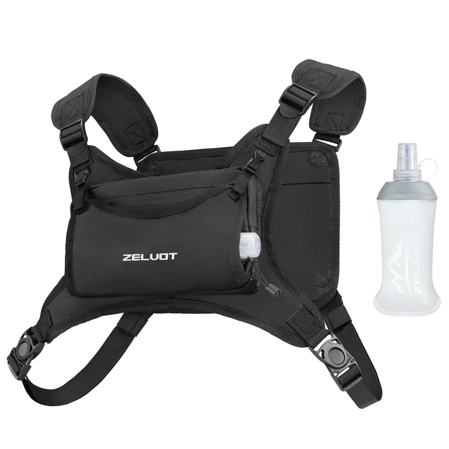 Zelvot | Lightweight 500ml Hydration Vest | Adjustable Chest Pack with 4 Pockets