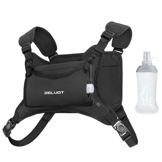 Zelvot | Lightweight 500ml Hydration Vest | Adjustable Chest Pack with 4 Pockets