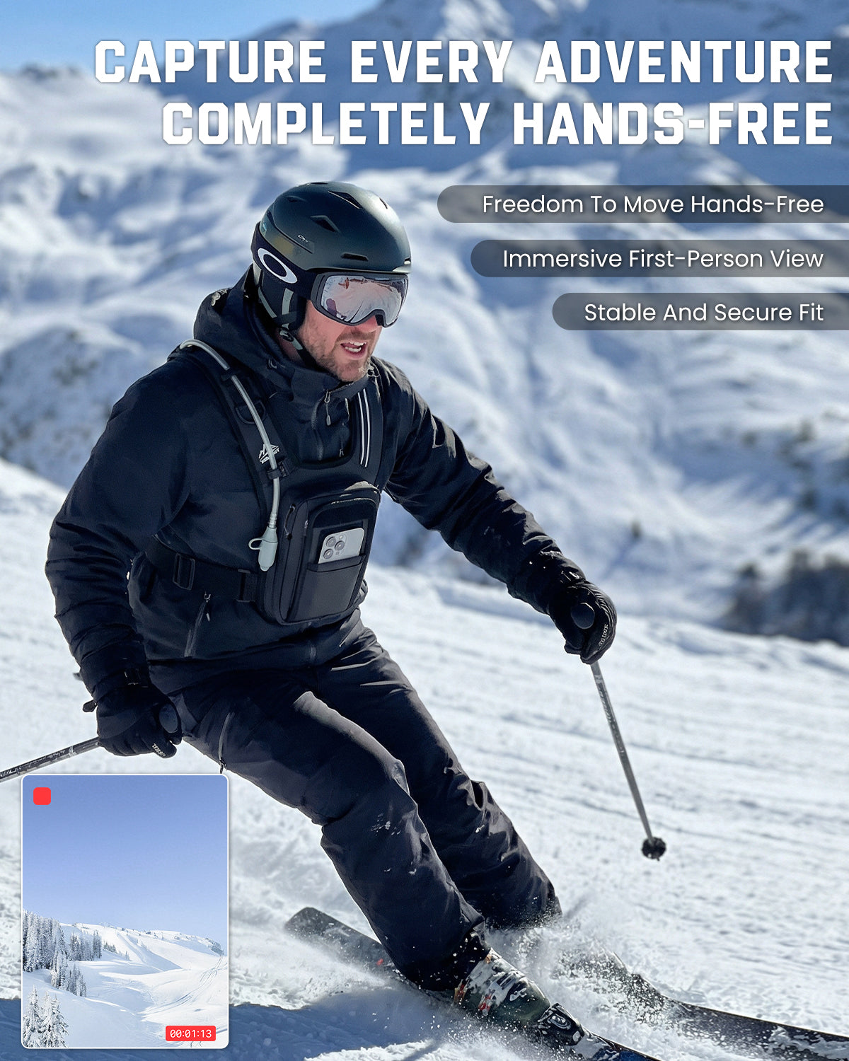 Zelvot | Hands-Free Filming Hydration Vest: 2L Water Bladder, Adjustable & Reflective for Skiing/Hiking