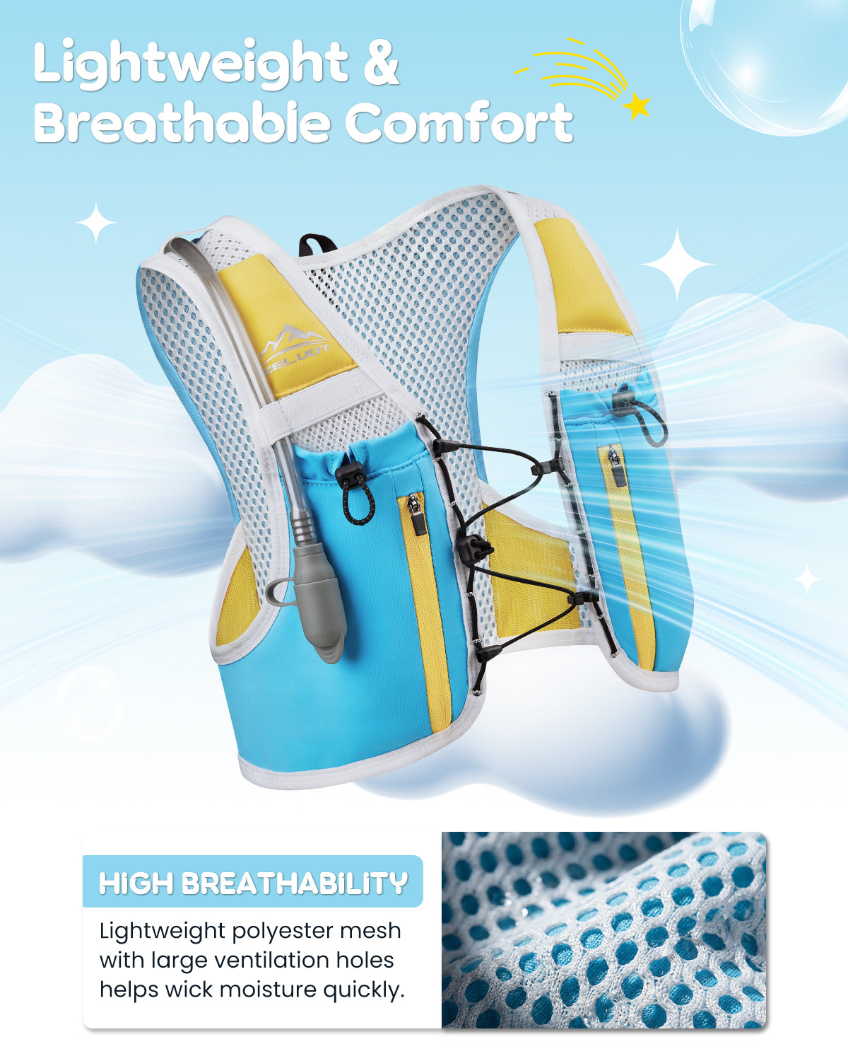 Zelvot | Adjustable Kids Running Vest – 8 Pockets, Lightweight, USA Patent, with Water Bladder