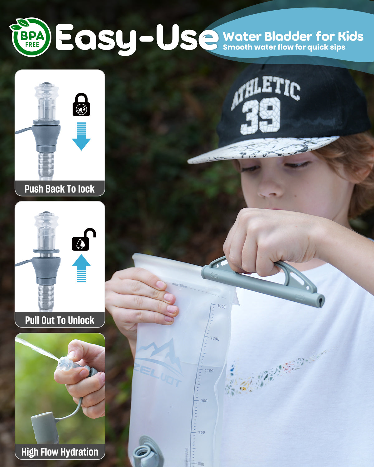 Zelvot | Adjustable Kids Running Vest – 8 Pockets, Lightweight, USA Patent, with Water Bladder