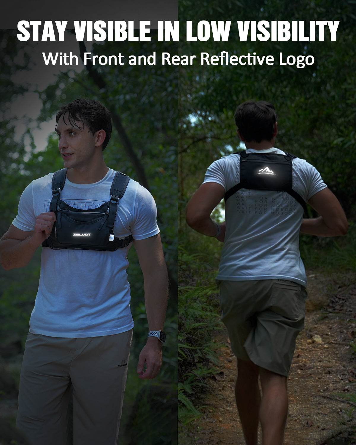 Zelvot | Lightweight 500ml Hydration Vest | Adjustable Chest Pack with 4 Pockets