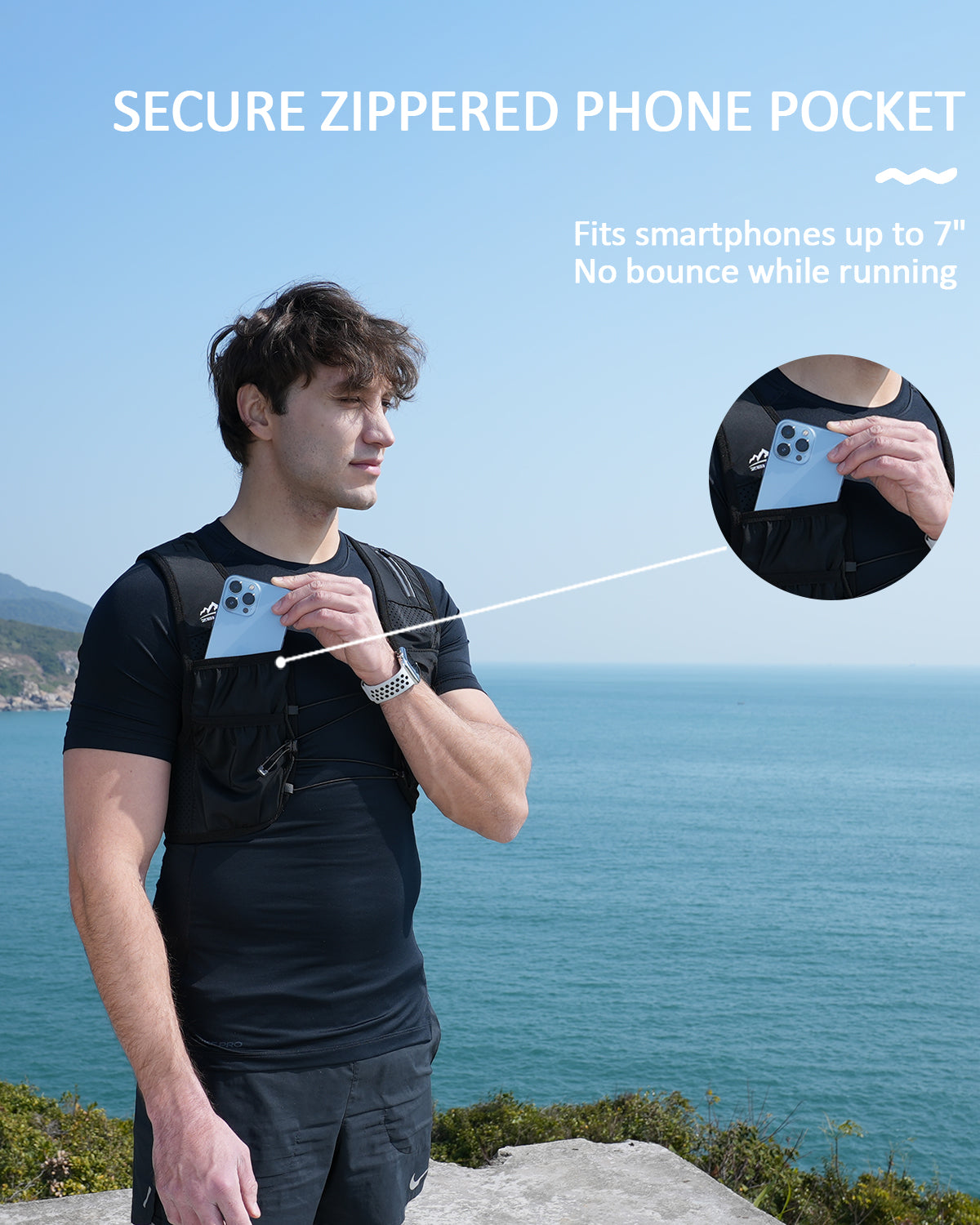 Zelvot | Adjustable Reflective Running Vest: 500ml Flask, USA Patent, Lightweight for Men & Women