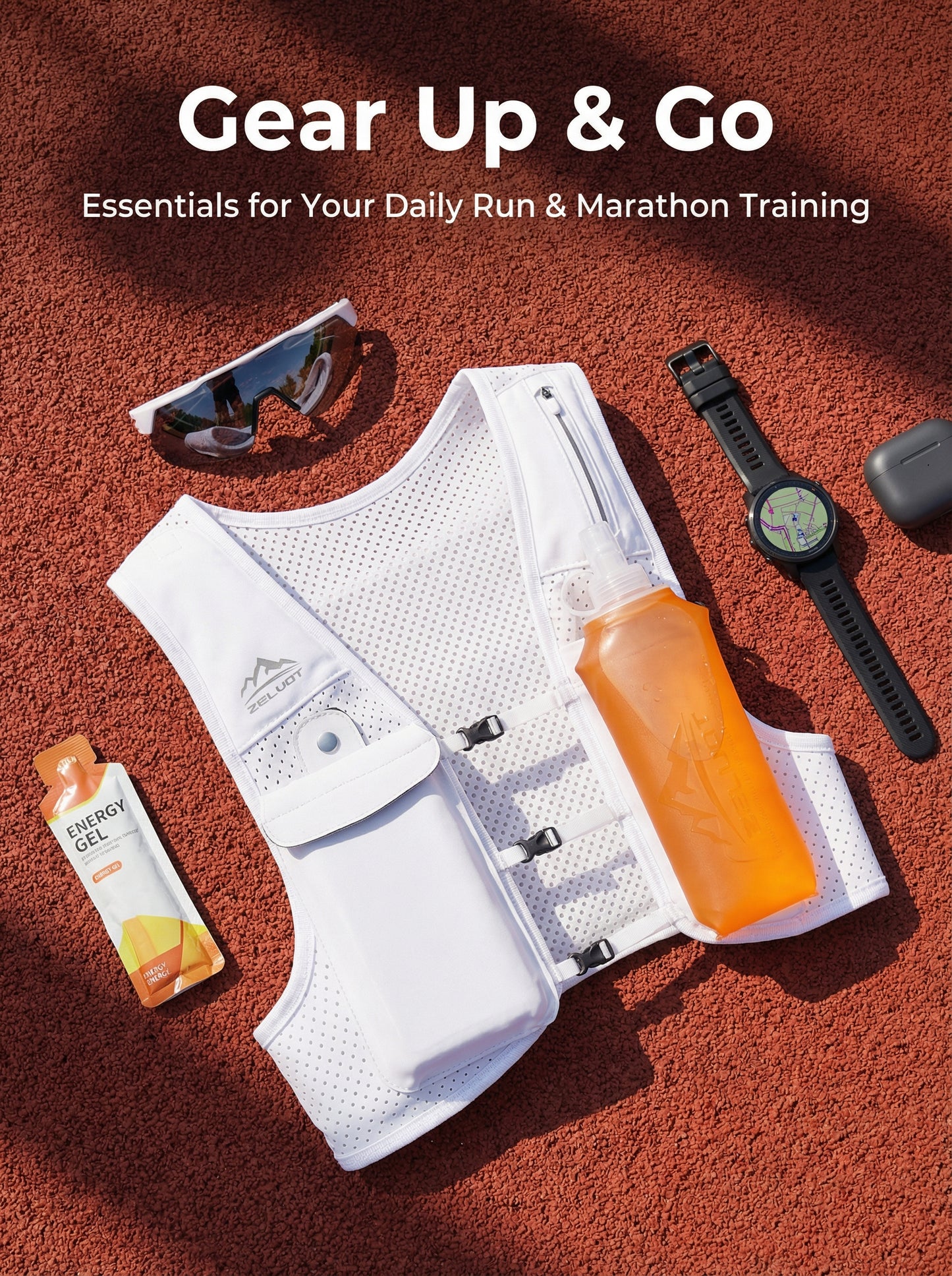 Zelvot | Lightweight Reflective Running Vest | Adjustable 500ml Hydration Pack | USA Patent