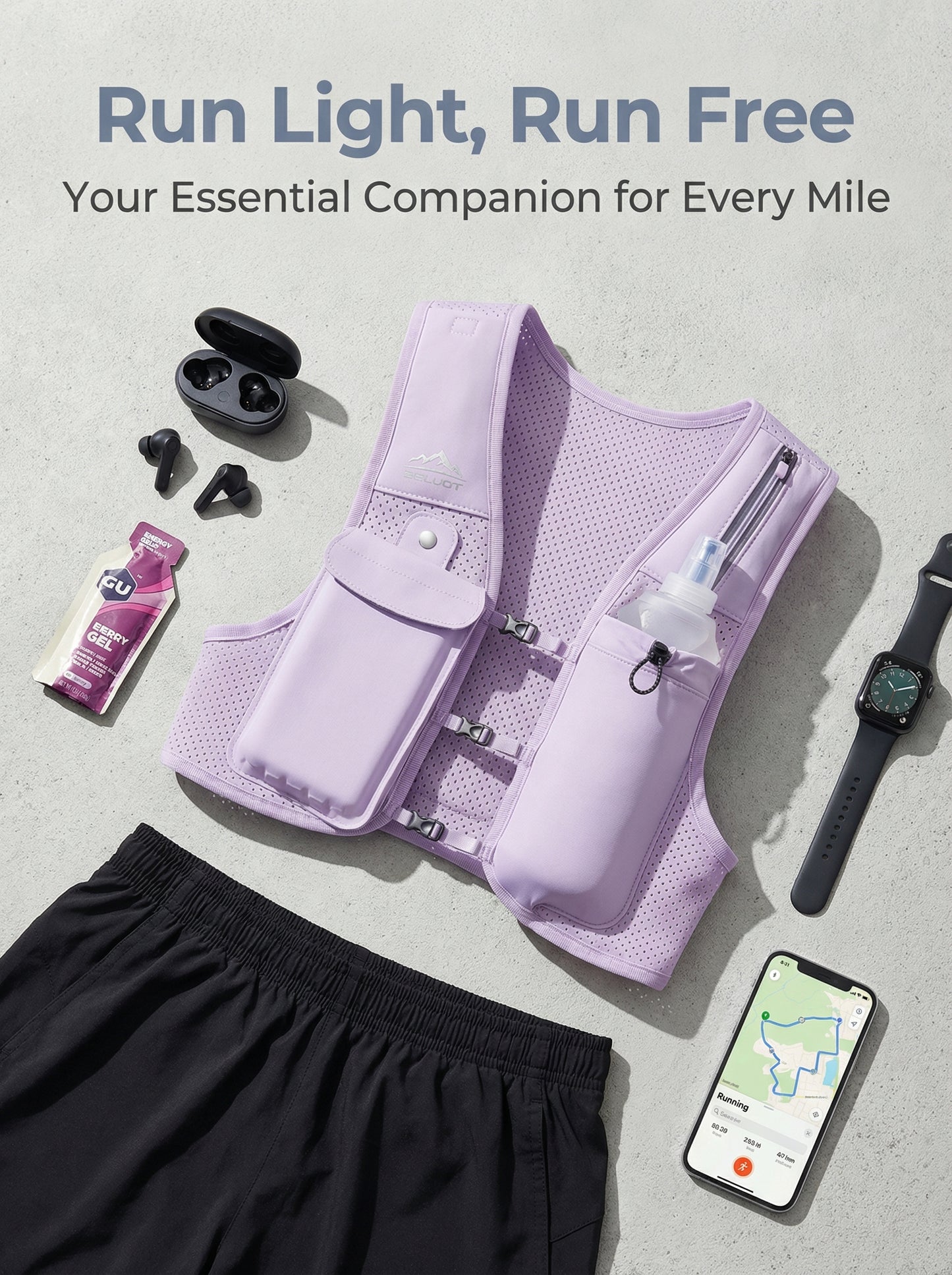 Zelvot | Lightweight Reflective Running Vest | Adjustable 500ml Hydration Pack | USA Patent