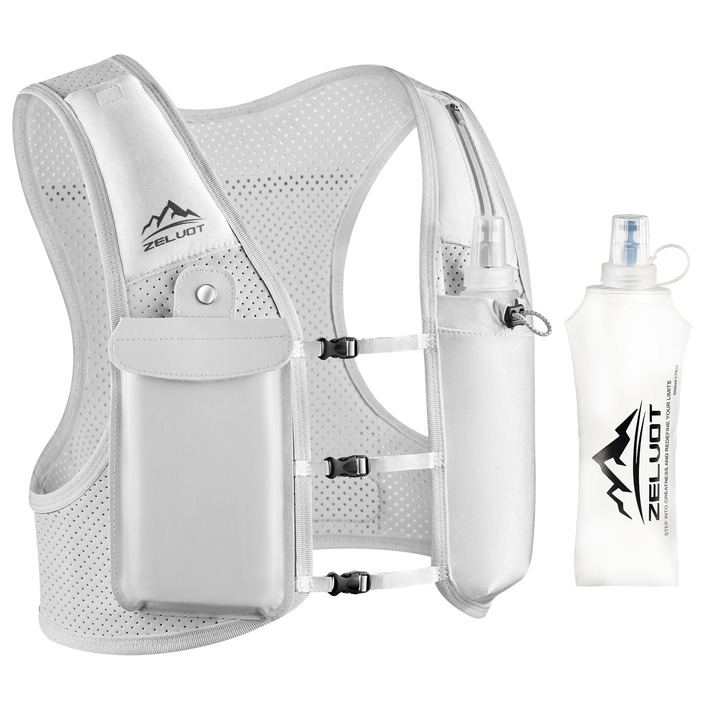 Zelvot | Lightweight Reflective Running Vest | Adjustable 500ml Hydration Pack | USA Patent