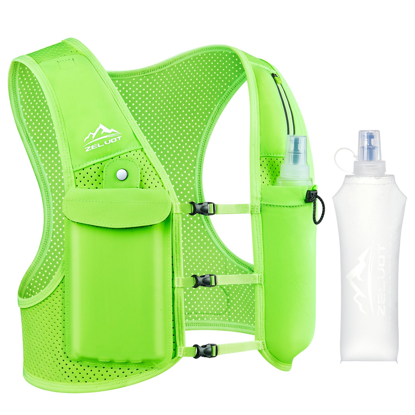 Zelvot | Lightweight Reflective Running Vest | Adjustable 500ml Hydration Pack | USA Patent