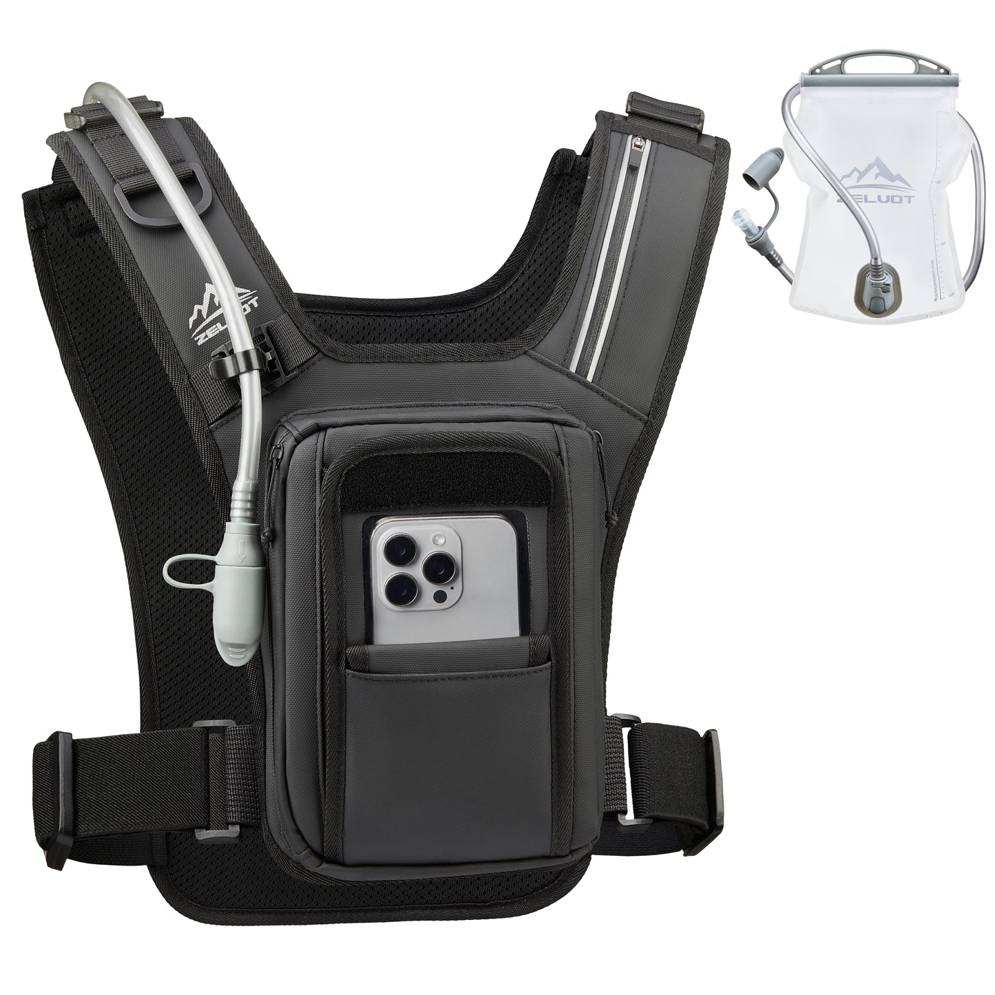 Zelvot | Hands-Free Filming Hydration Vest: 2L Water Bladder, Adjustable & Reflective for Skiing/Hiking