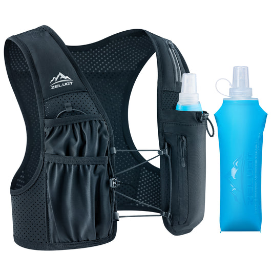 Zelvot | Adjustable Reflective Running Vest: 500ml Flask, USA Patent, Lightweight for Men & Women