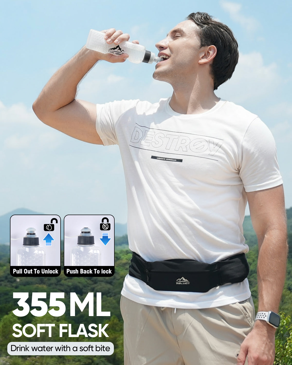 Zelvot | 3-in-1 Running Fanny Pack: 355ml Bottle, Phone Holder, Gym Towel – Waterproof Adjustable Belt