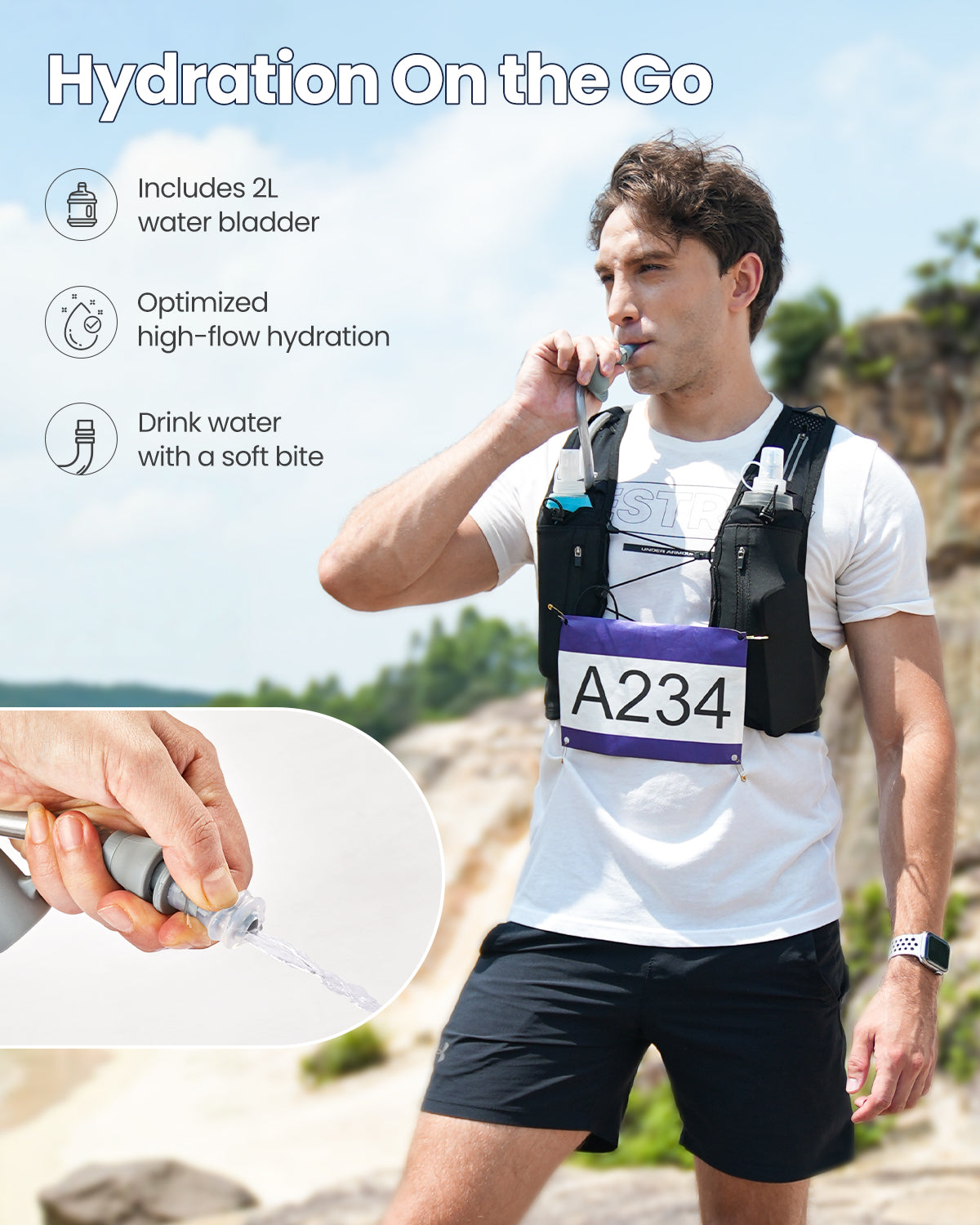Zelvot | Lightweight Reflective Hydration Vest: 2L Bladder, Adjustable, USA Patent for Men & Women