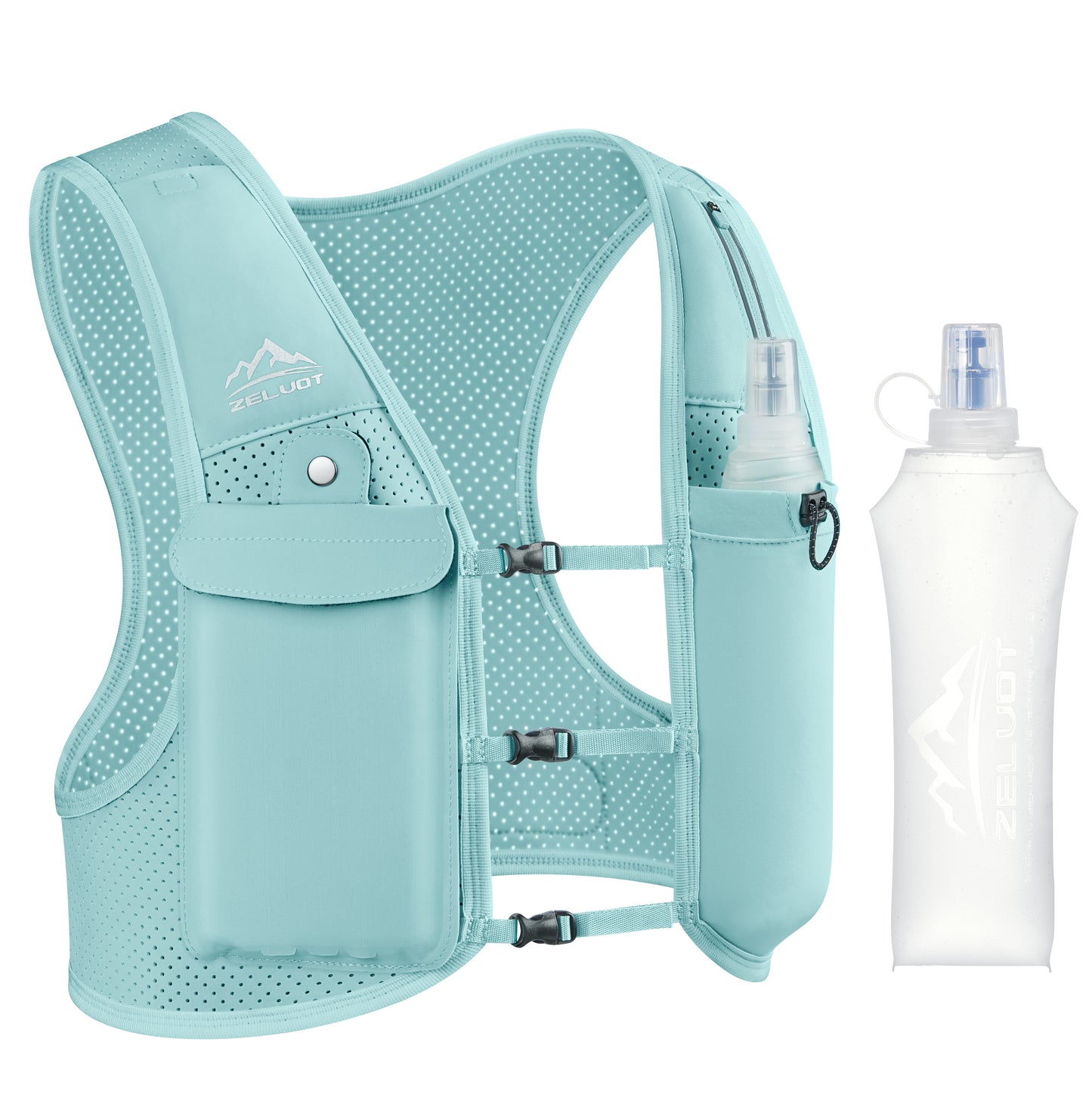 Zelvot | Lightweight Reflective Running Vest | Adjustable 500ml Hydration Pack | USA Patent